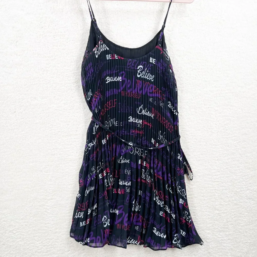 RAMY BROOK Printed Melanie Pleated Mini Dress In Believe Print Size M NEW - Picture 2 of 11